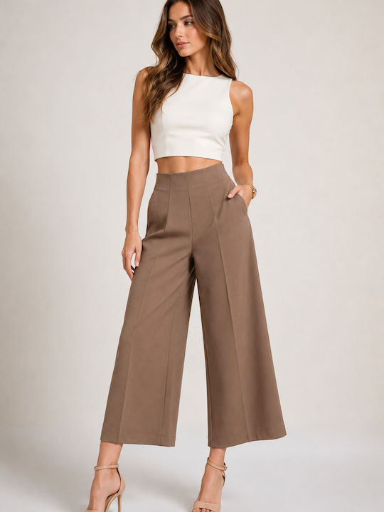 Women's High Rise Pantaloons in Loose Fit Brown