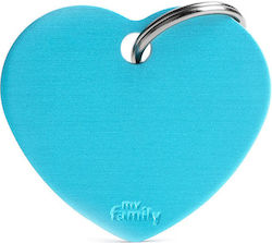 My Family Basic Hunde-Identifikationsmarke Herz Hellblaue Große