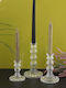 SteweHome Set of Crystal Candle Holders in Orange Colour 3 Pieces