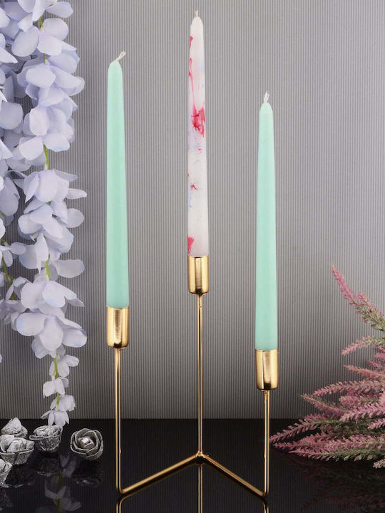 SteweHome Set Of Metal Candle Holders In Gold Colour 3 Pieces