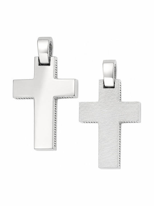 Senzio Belibasakis Male White Gold 14K Double Sided Cross Without Chain