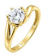 Single Stone Ring From 9K Gold With Zircon