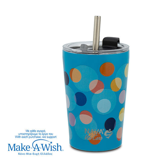 Nava "we Care" Чаша Термос Неръждаема Стомана / Пластмаса Без BPA 350ml Color Dots със Сламка