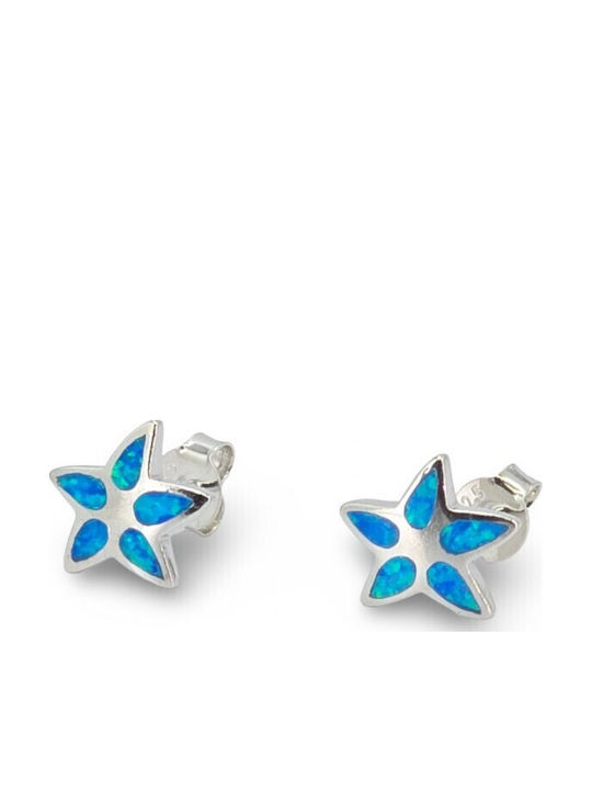 Silver Stud Earrings with Stones