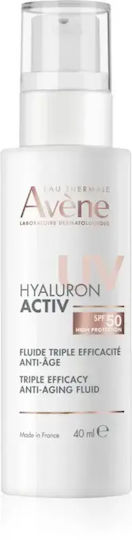 Avène Hyaluron Activ Uv Triple Efficacy Anti-aging Protective Fluid Hyaluronic Acid Spf 50 40 Ml