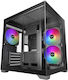 Mars Gaming MC-VIEW3 Gaming Mikro-Turm Computergehäuse mit Seitenfenster und RGB-Beleuchtung Schwarz