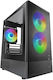 Mars Gaming MC-ONYX Gaming Mini Tower Computer Case with Side Window and ARGB Lighting Black