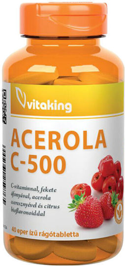 Vitaking Витамин С-500 Ацерола Малина Vitaking Ягода Плик 40 Дъвчащи таблетки