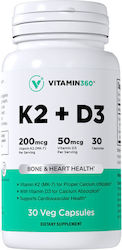 Vitamin360 K2+d3 Vitamin360 30 вегетариански капсули