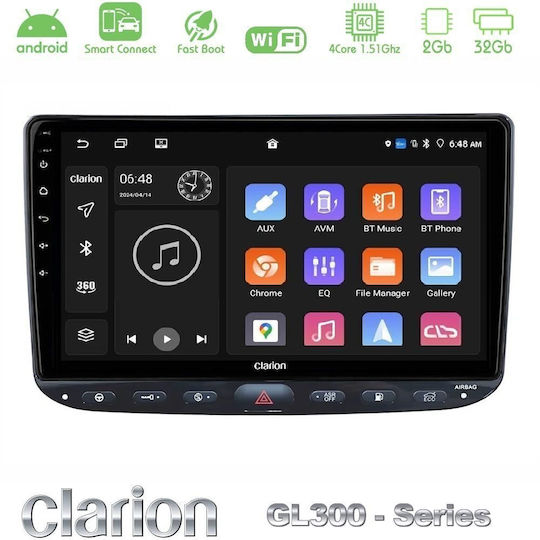 Clarion Car Audio System for Fiat Punto Evo / Punto 2018 (Bluetooth/USB/AUX/WiFi/GPS/Apple CarPlay/Android Auto) with 9" Touch Screen
