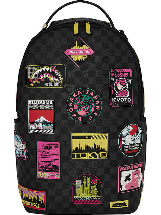 Sprayground Global Mogul Cyber Punk Japan Cities Ученическа Раница с Джоб за Бутилка Черна 29 x 15 x 45см