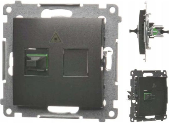 Simon 54 Light Socket Optical Single Sc Apc Module Matt Black Dgs1.01/49
