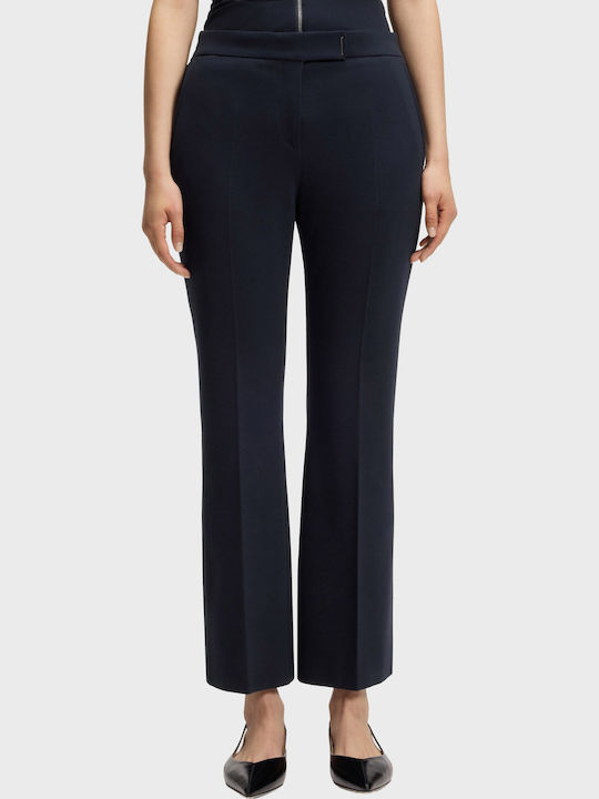 Boss Γυναικείο Υφασμάτινο Capri Παντελόνι Καμπάνα Dark Blue