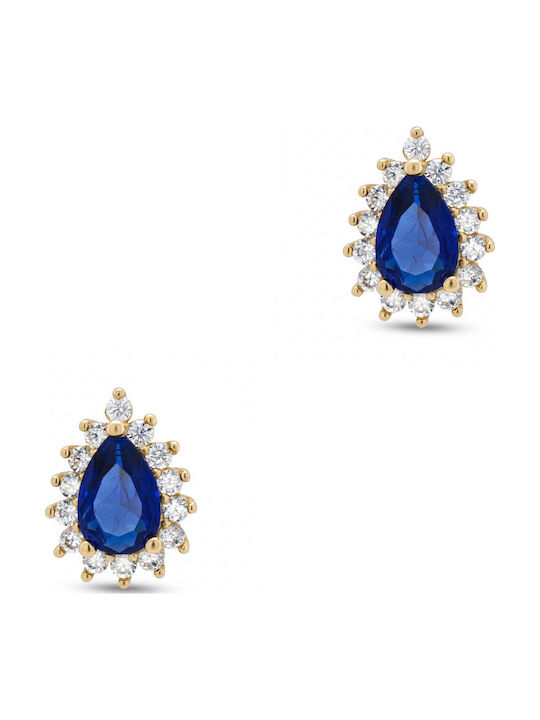 Kiriakos Gofas 14K Gold Ohrringe mit Blauen Steinen
