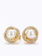 Gold Plated Steel Earrings with Stones and Pearls