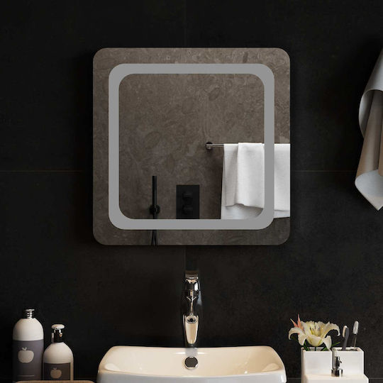 vidaXL Oglindă de baie Led 50x50cm Transparent