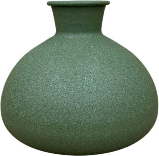 Metallic Green Vase 16xH17cm