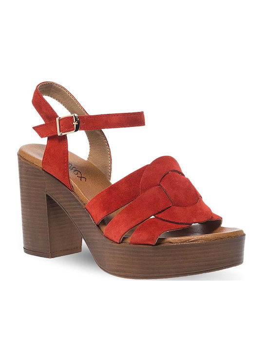 Parex Leather Sandals Red
