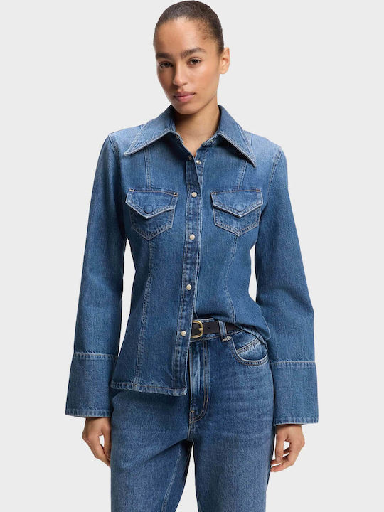 Langärmeliges Damenhemden Denim Medium Aged