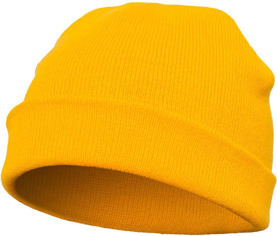 Beanie Unisex Σκούφος Πλεκτός σε Χρυσό χρώμα