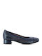 Leather Heels With Low Heel Blue