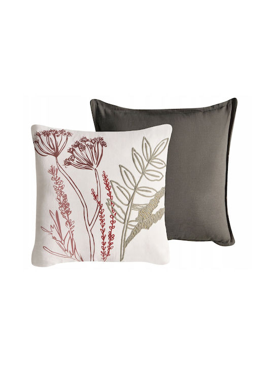 Beliani Μαξιλάρι Καναπέ από 100% Βαμβάκι White Floral Pattern 45x45εκ.