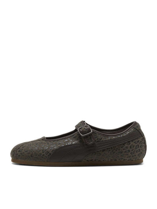 Women's Ballerina Shoes with Strap in Gold Colour