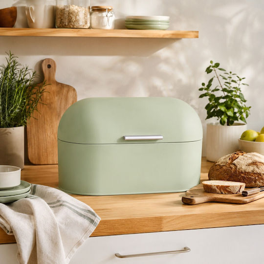 Onahome Ψωμιέρα με Καπάκι Μεταλλική Πράσινη 33x18x21cm