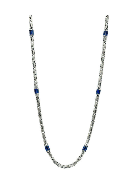 Poco Loco Byzantinisches Halskette mit Silberschutzamulett mit Zirkon in Blau