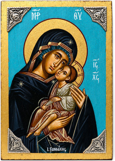 Hand-Painted Icon of the Virgin Mary Silver 925° P-87636