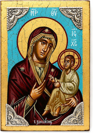 Handgefertigte Heiligenikone Panagia Silber 925° P-87630