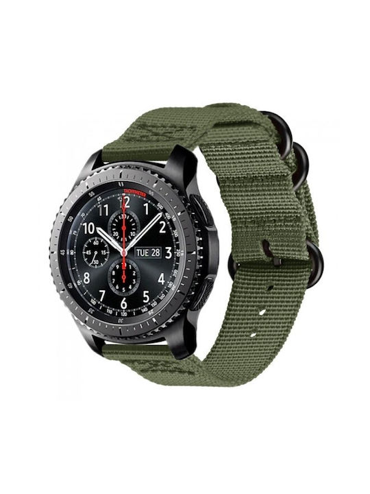 Найлонова платнена плетена каишка 3 пръстена Amazfit Bip 6 46mm 22mm Армейско зелена