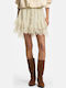 Damenrock-Shorts Hohe Taille Blumen Cremefarbe