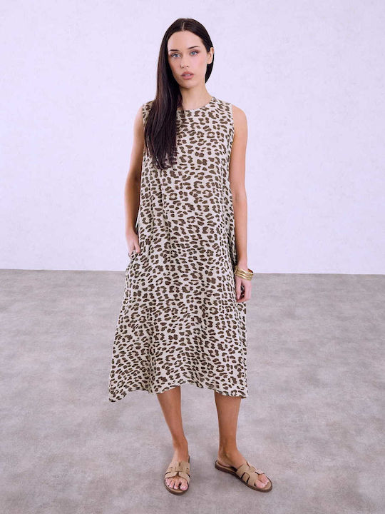 Celestino Rochie de Damă Midi Animal Print Loos...