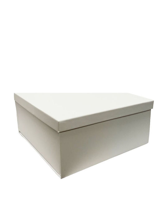 Хартия Кутия За Съхранение С Капак Бяла 25x25x11см