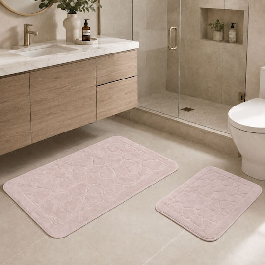 Tropik Home Set Covoare De Baie Din Bumbac LJD27743 Roz Pudrat 2 Bucăți