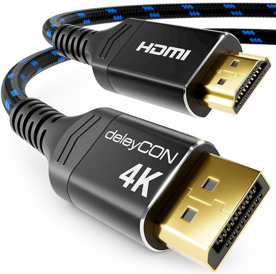 DeleyCON MK5761 Кабел DisplayPort мъжки - HDMI мъжки 5m Черен
