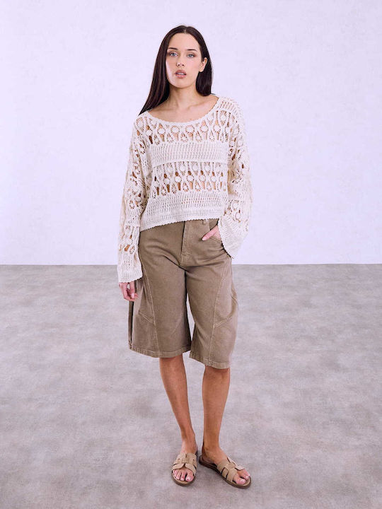 Celestino Damen-Shorts - Bermudas Dekorative Nähte Loose Fit Braun Hell Celestino Damen-Shorts - Bermudas Dekorative Nähte Loose Fit Braun Hell