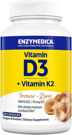 Enzymedica Vitamin D3 + Vitamin K2 Enzymedica 60 Capsules