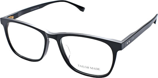 Tailor Made 15137 C1 Men's Square Black Plastic Prescription Eyeglass Frames