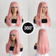 Ophelia's Dream Toys Long Straight Pastel Pink Wig Fringe 10wig-453b