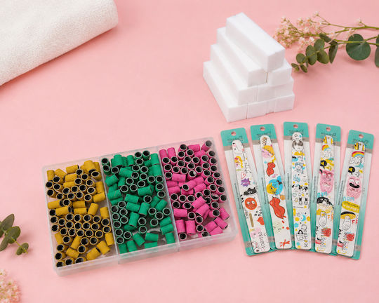Set Verschiedenes Nagelzubehör Ersatzteile Radkappen Schleifkörner Radkappen 80# 120# 180# 210 Stück+ Buffer Maniküre Pediküre 10 Stück+ Feilen Doppel Seite 100/180 12 Stück