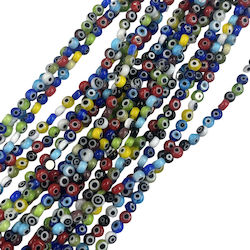 Glass Eye Flat 4x3mm Multicolored 98 Pieces Approximately – 40cm Length Jewelry Making Materials & Good Luck Charms