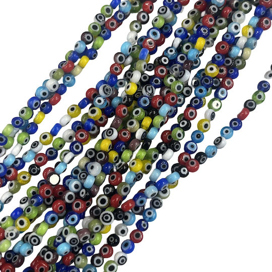 Ochi Din Sticlă Plată 4x3mm Multicolor Aproximativ 98 Bucăți Seria 40cm Bijuterii & Talisman