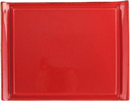 Porland Shallow Rectangular Serving Plate from Porcelain Red 32x26cm