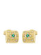 Jools Earrings Silver Gold Plated with Green Stones