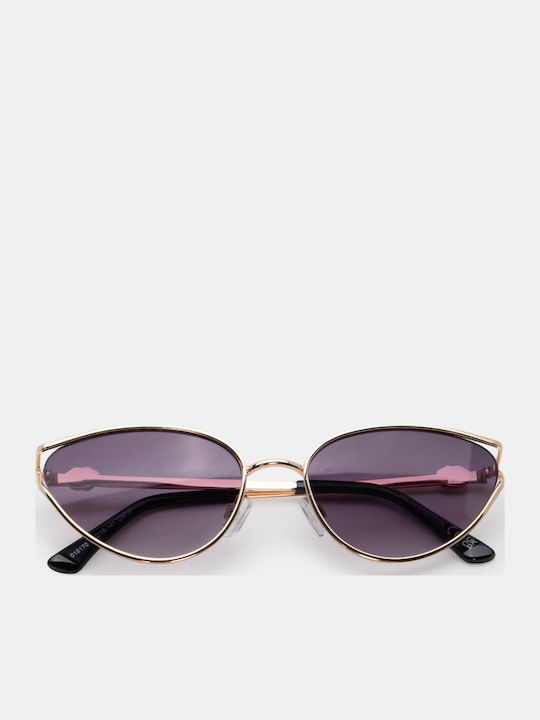 Luigi Woman Sunglasses with Black Metallic Frame and Black Lens