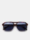Luigi Unisex Sunglasses with Brown Frame and Blue Lens