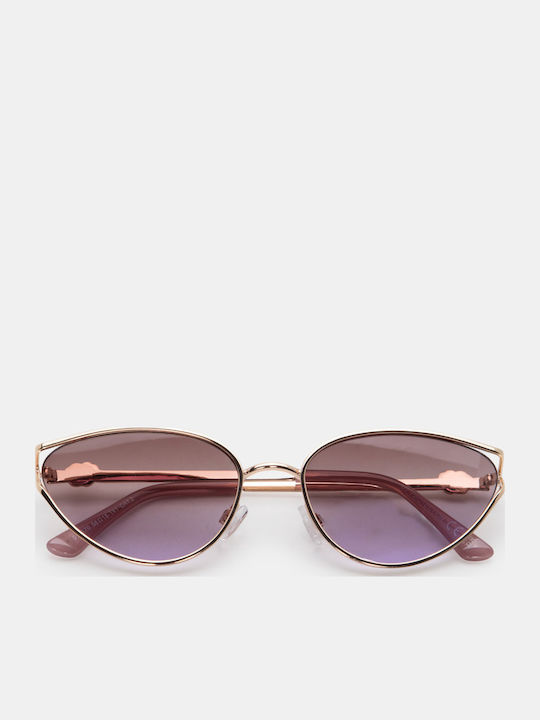 Luigi Women’s Sunglasses With Gold Metallic Frame And Pink Lens