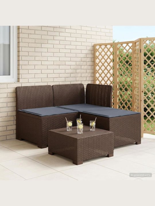 Three-Seater Outdoor Rattan Sofa with Cushions